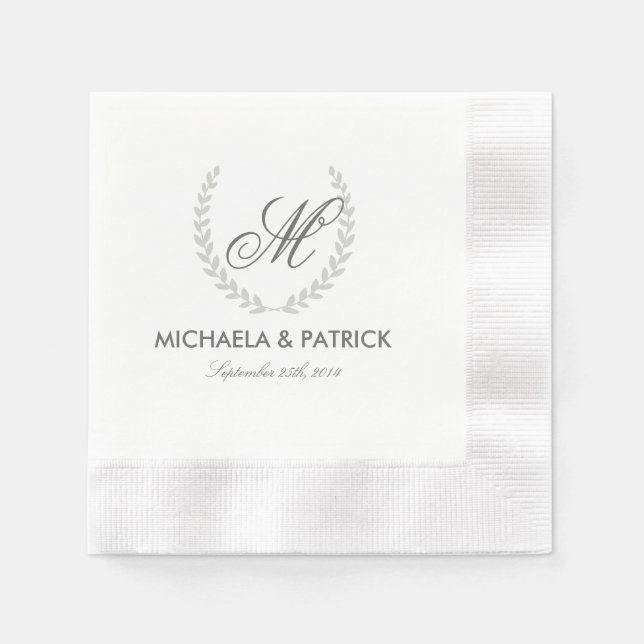 Secret Garden Wedding Monogram Paper Napkins (Front)