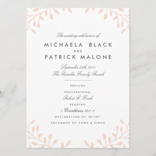 Secret Garden Wedding Programs _ Blush