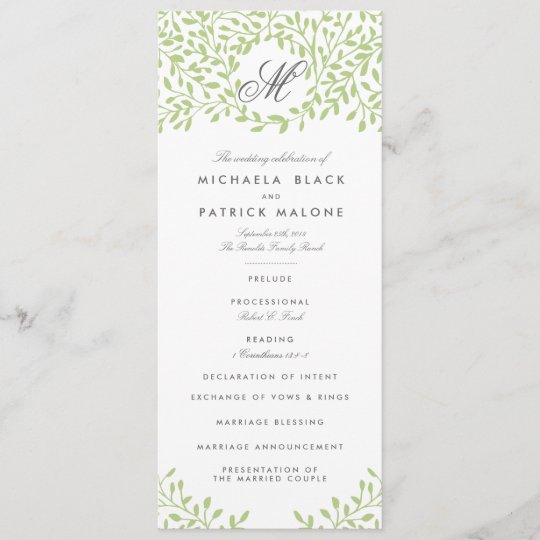 Secret Garden Wedding Programs Green Zazzle Com