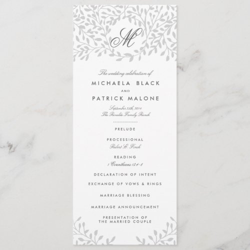 Secret Garden Wedding Programs _ Grey