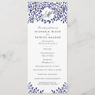 Secret Garden Wedding Programs - Navy