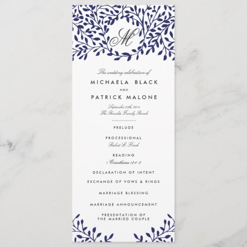 Secret Garden Wedding Programs _ Navy