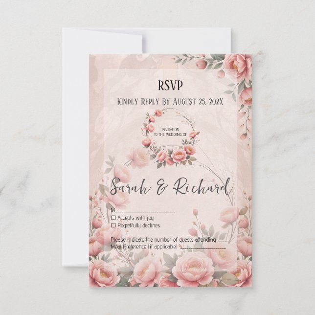 Secret Garden Wedding Romantic Floral RSVP Card (Front)