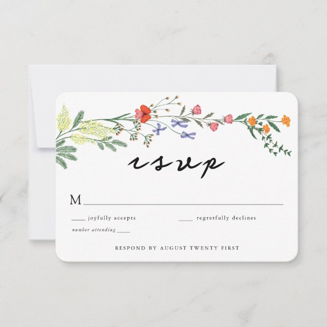 Secret Garden Wedding RSVP enclosure card (Front)