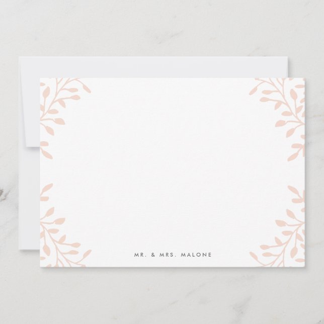 Secret Garden Wedding Stationery - Blush Note Card (Front)
