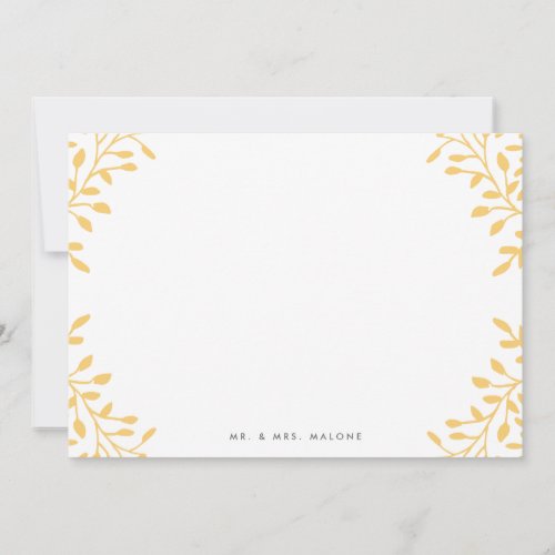 Secret Garden Wedding Stationery - Mustard Yellow Note Card