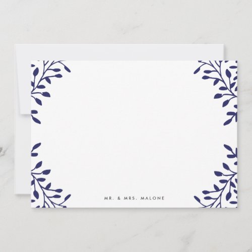 Secret Garden Wedding Stationery _ Navy Note Card