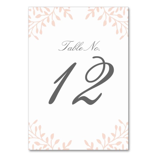 Secret Garden Wedding Table Number - Blush (Front)