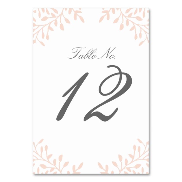 Secret Garden Wedding Table Number - Blush Card