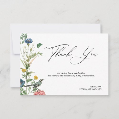 Secret Garden WildFlowers Bird Thank You Card