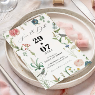 Secret Garden WildFlowers Frame Save The Date Invitation