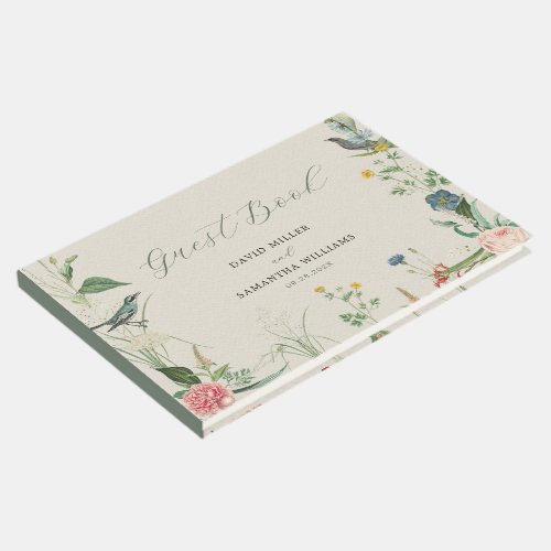 Secret Garden Wildflowers Frame Wedding Guest Book