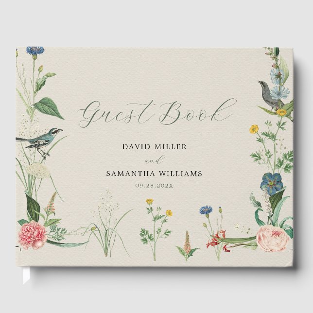 Secret Garden Wildflowers Frame Wedding Guest Book (Front)