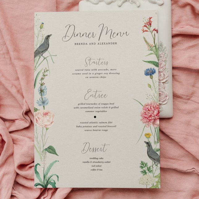 Secret Garden WildFlowers Frame Wedding Menu Invitation (Creator Uploaded)