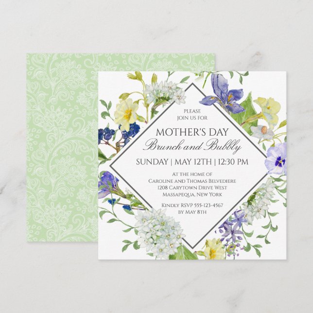 Secret Garden Wildflowers Mother's Day Brunch Invitation (Front/Back)