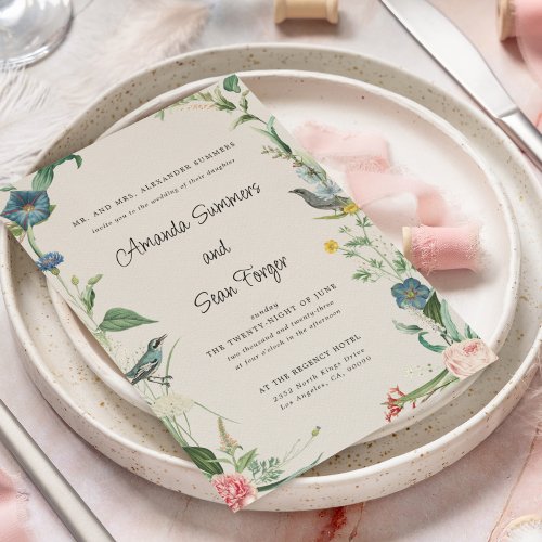 Secret Garden Wildflowers Wedding Invitation