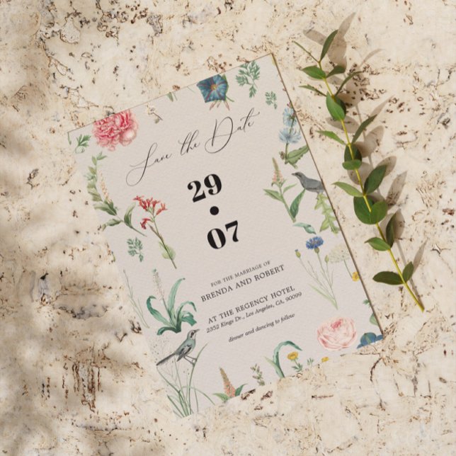 Secret Garden Wildflowers Wedding Save The Date Invitation (Creator Uploaded)