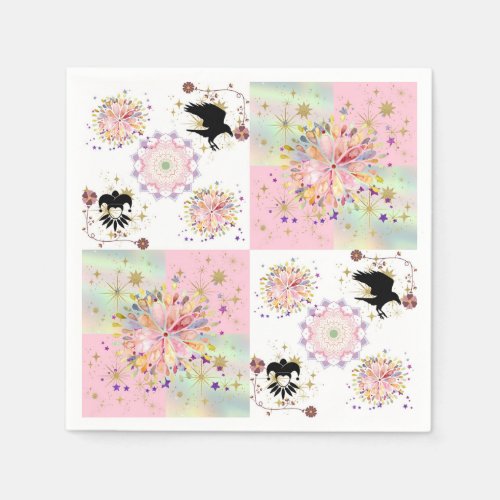 Secret Garden With Harlequin and Crow Paper Napkin