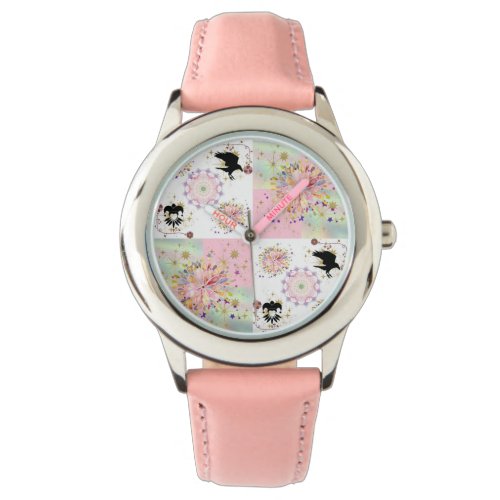 Secret Garden With Harlequin Pink Girls Watch