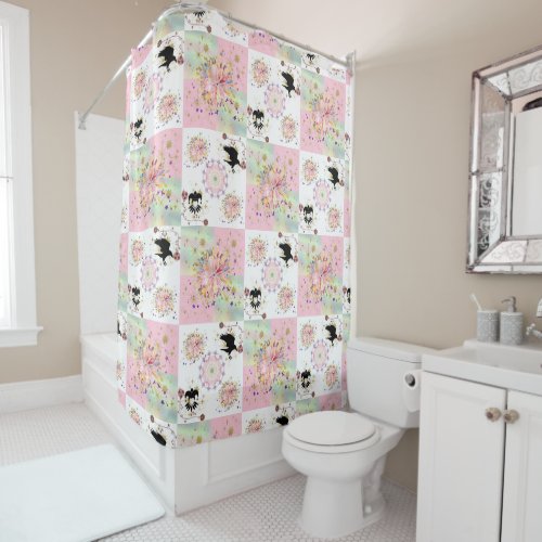 Secret Garden With Harlequin  Shower Curtain