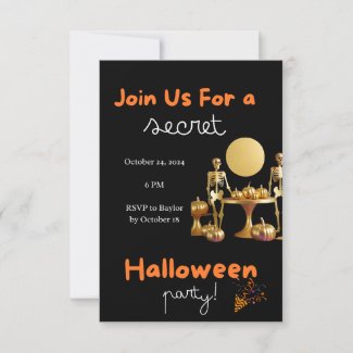 Secret Halloween Adult Party Invitation - Gold