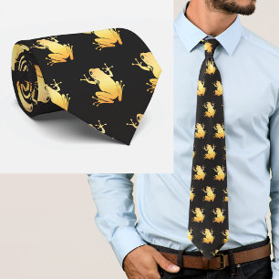 Secret Heart Gold Frog Minimalist Graphic Neck Tie