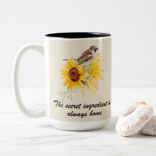 Secret Ingredient Quote With Sunflowers Two-Tone Coffee Mug