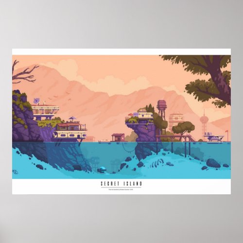 Secret Island  Pixel art diorama Poster