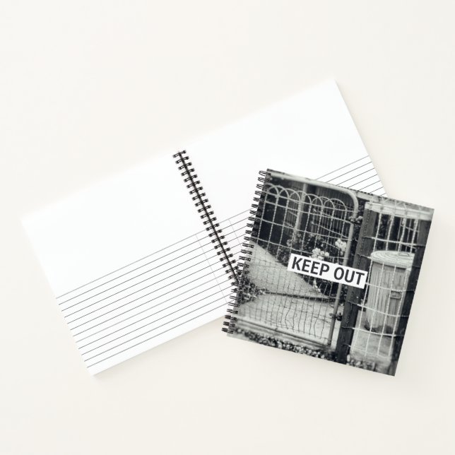 Secret Keep Out Retro Locked Gate Sketch Diary Notebook (Inside)