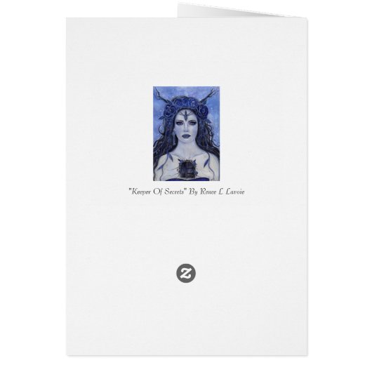 Secret keeper gothic art greeting card by Renee (Back)