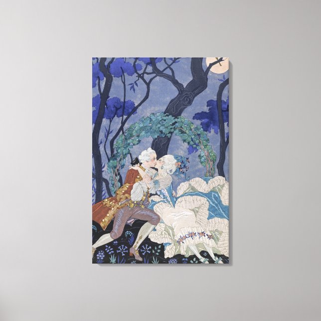 Secret Kiss, illustration for 'Fetes Galantes' by Canvas Print (Front)