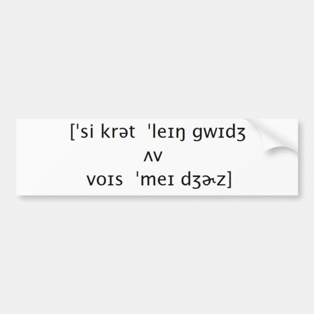 Secret Language Bumper Sticker (Front)