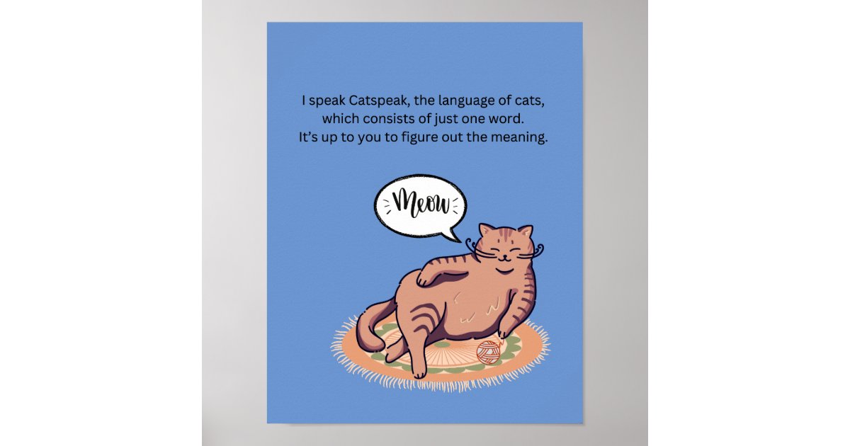 Cat with a Fish Poster, Zazzle