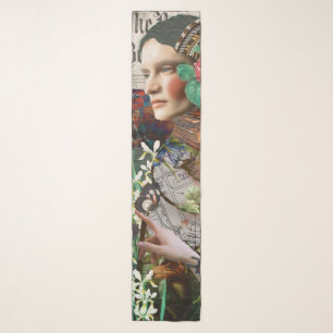 Secret Letter Vintage Digital Collage Scarf