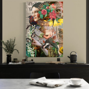 Secret Letter Vintage Digital Collage Wood Wall Art