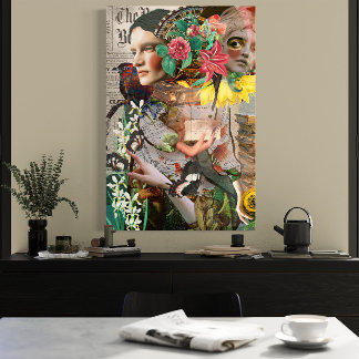 Secret Letter Vintage Digital Collage Wood Wall Art