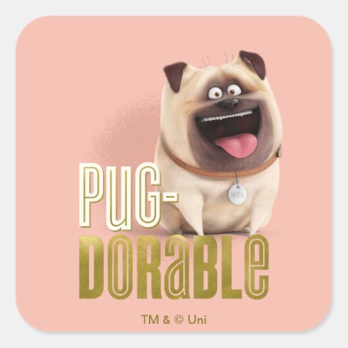 Secret Life of Pets _ Mel  Pug_Dorable Square Sticker