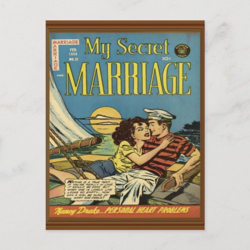 Secret Marriage Sailboat Romance Couple Postcard