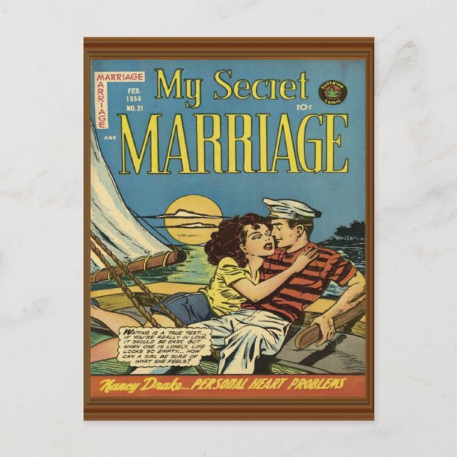 Secret Marriage Sailboat Romance Couple Postcard (Front)