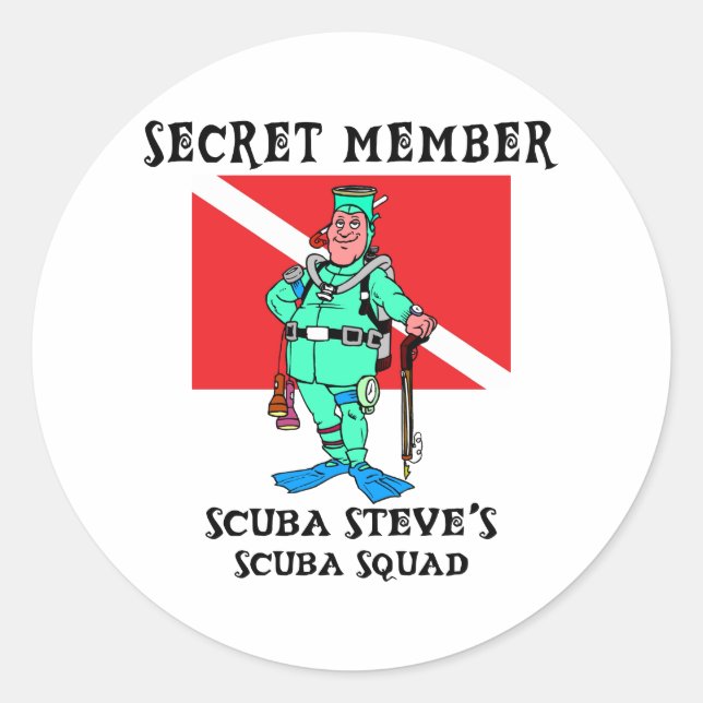 Secret Member SCUBA Steve Classic Round Sticker (Front)