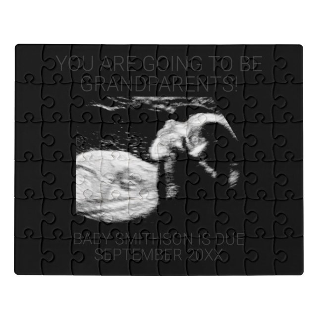 Secret Message Photo Pregnant Announcement Black Jigsaw Puzzle (Puzzle Horizontal)