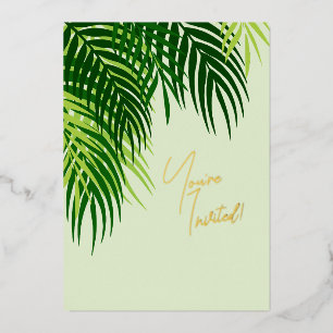 Secret Mysterious Tropical Leaves QR Invitation Foil Invitation