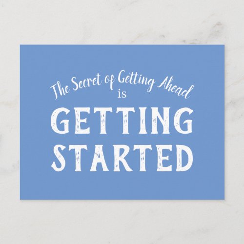 Secret of Success Motivational Life Quote Blue Postcard