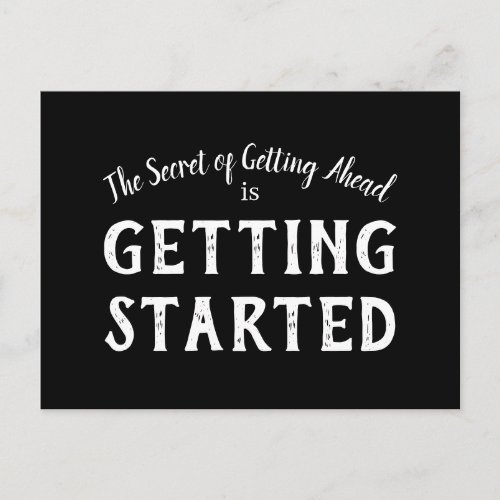 Secret of Success Motivational Quote Black  White Postcard