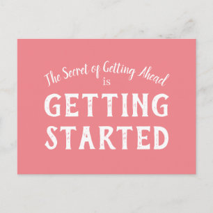 Secret of Success Motivational Quote Coral & White Postcard