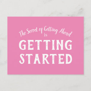 Secret of Success Motivational Quote Pink & White Postcard