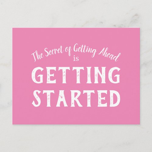 Secret of Success Motivational Quote Pink  White Postcard