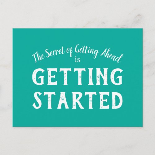 Secret of Success Motivational Quote Teal  White Postcard