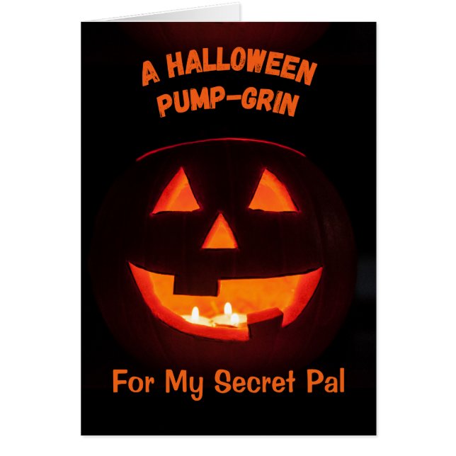 Secret Pal Halloween Cute Jack o' Lantern Cards (Front)
