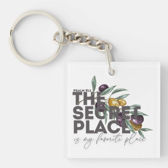 Secret Place Psalm 91 Christian T-Shirt Keychain (Front)